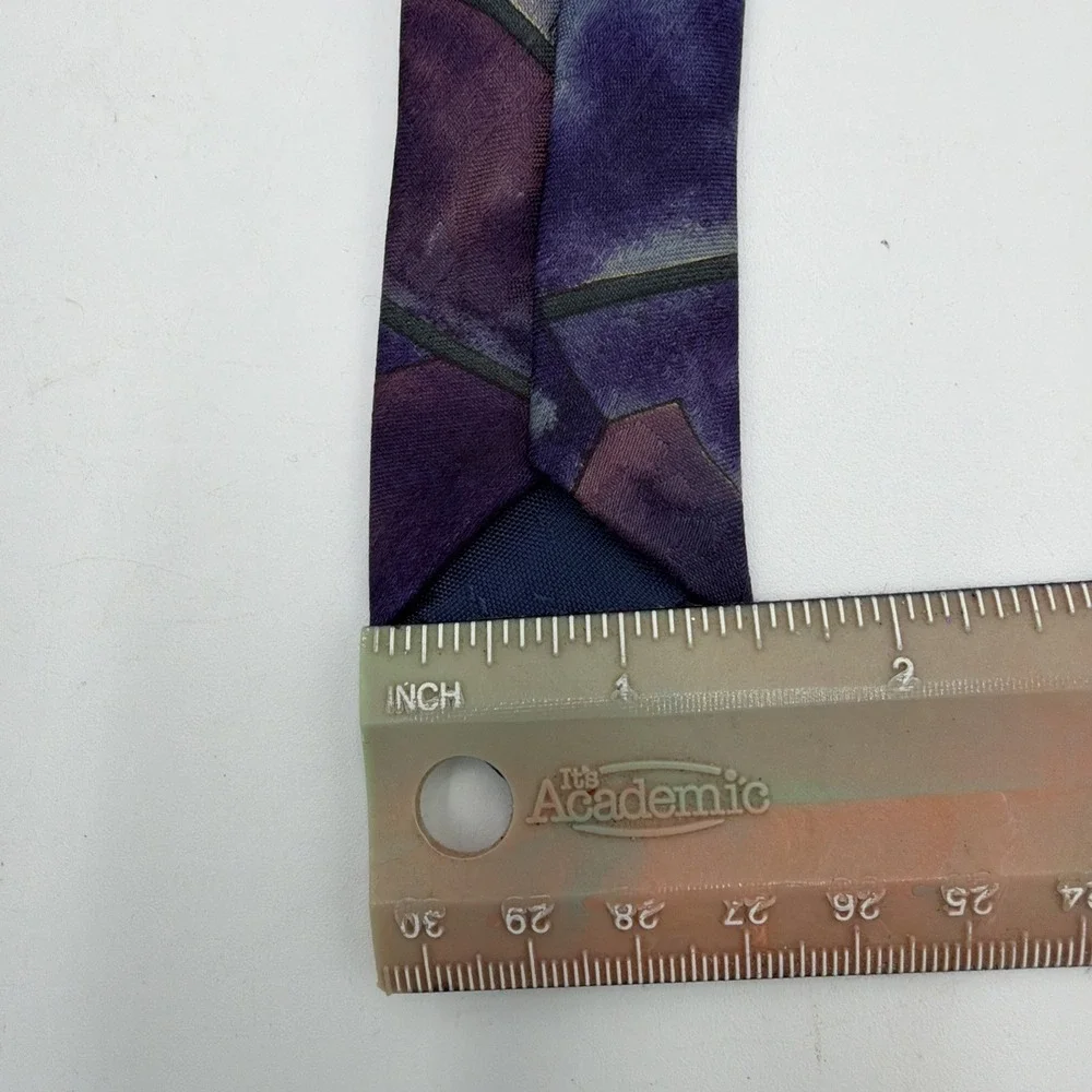 Oleg Cassini Tie Necktie Blue Purple Multicolor Mosaic‎ Pattern  55